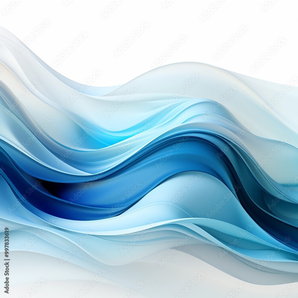 The artwork features a fluid wave design in blue and white. The artwork features a fluid wave design in blue and white.