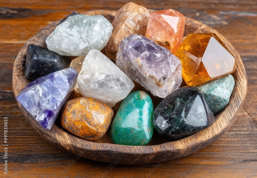 Assortment of natural gemstones and crystals Assortment of natural gemstones and crystals