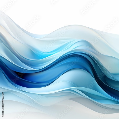 The artwork features a fluid wave design in blue and white.