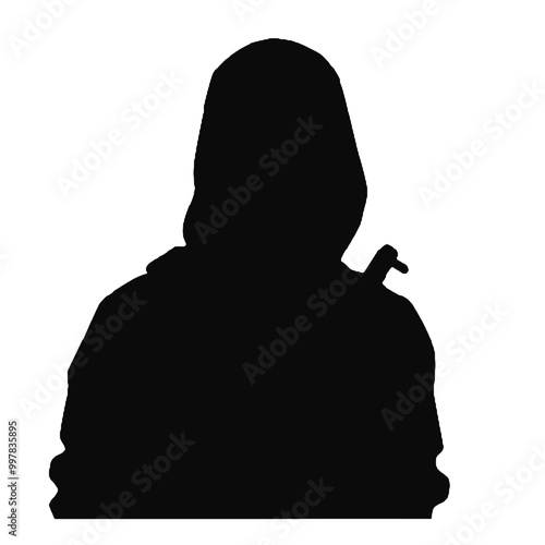 Knife-Wielding Hooded Criminal Silhouette Vector – Ideal for Thriller Concepts