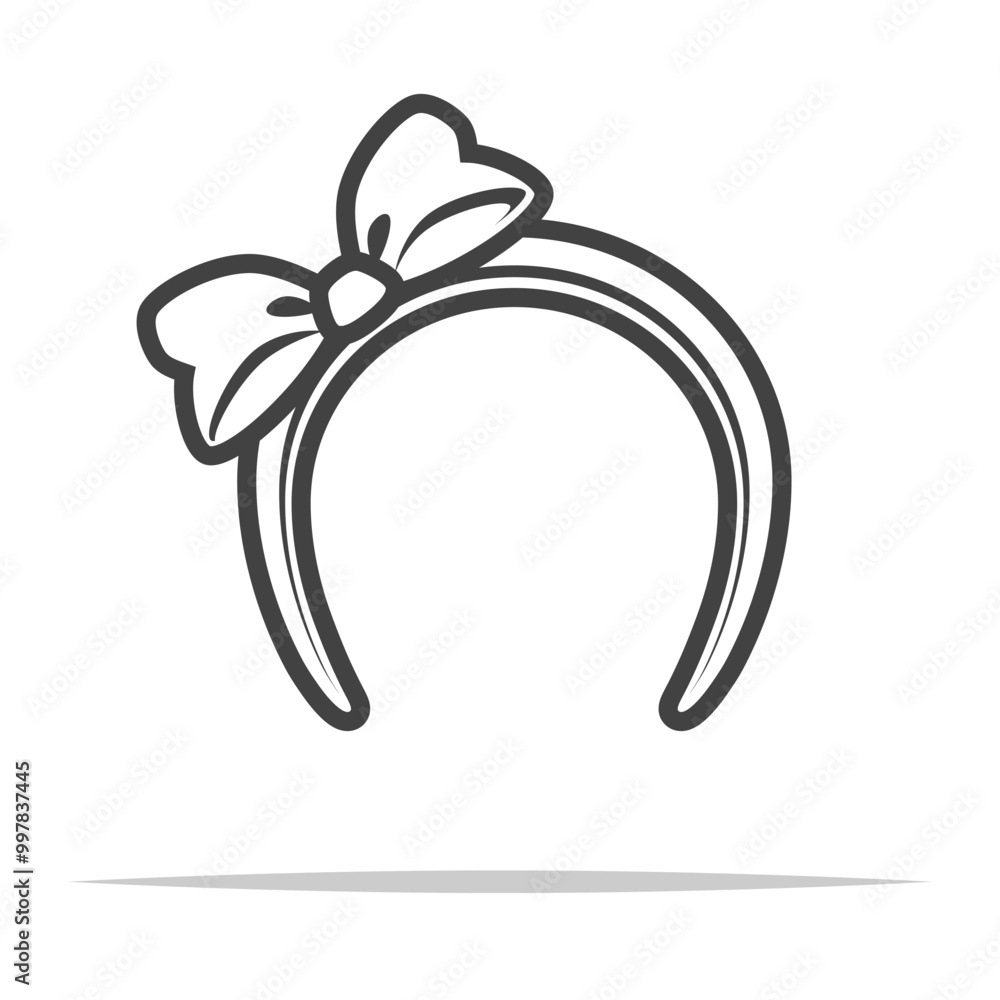 Headband with bow outline icon transparent vector isolated Headband with bow outline icon transparent vector isolated