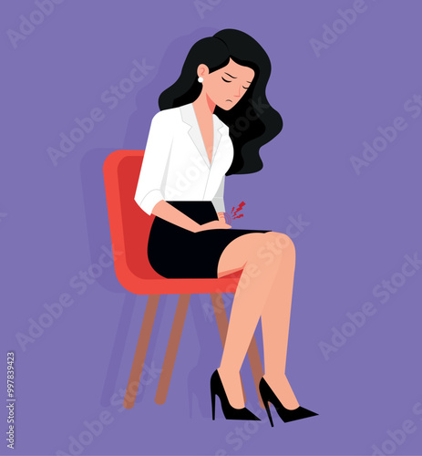 Woman sitting with colic, illustration, for designer backgrounds