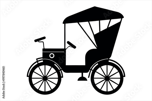 rickshaw silhouette vector 