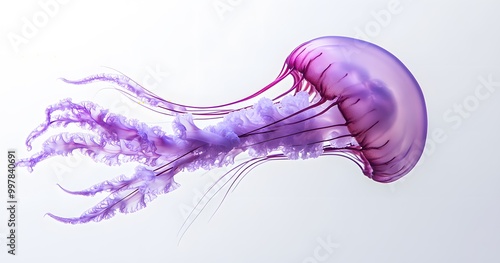 Purple jellyfish on white background