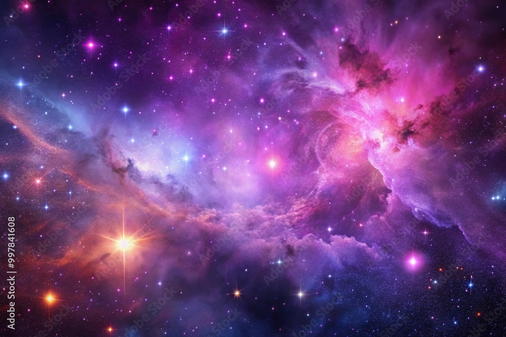 Enigmatic purple pink nebula starfield deep space Enigmatic purple pink nebula starfield deep space