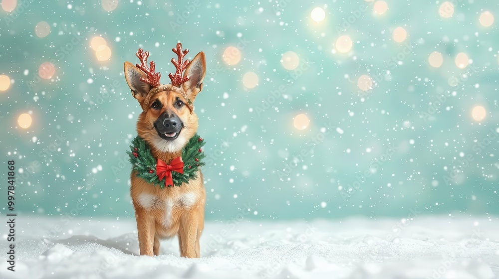 German shepherd dressed as a reindeer German shepherd dressed as a reindeer