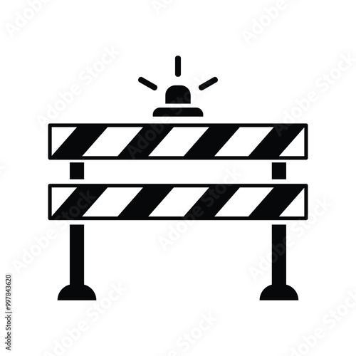 Roadblock barrier symbol design and clip art on white background