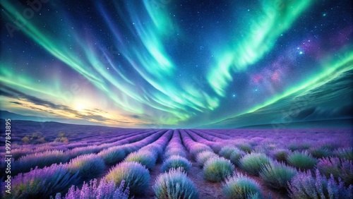 Ethereal ethereal lavender seafoam swirling celestial auroras tapestry photo