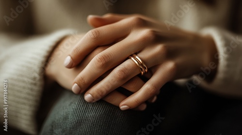 Wallpaper Mural A couple's hands with matching wedding bands placed gently on top of each other. Torontodigital.ca