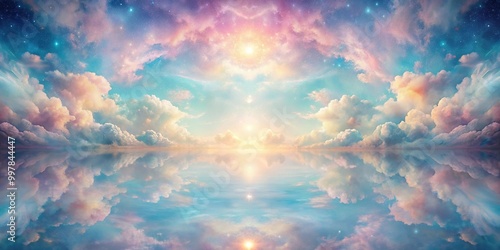 Ethereal pastel dreamscape with celestial brushwork and surrealist sheen