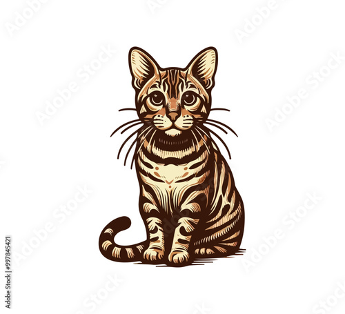 Bengal Cat Hand drawn vector illustration graphic