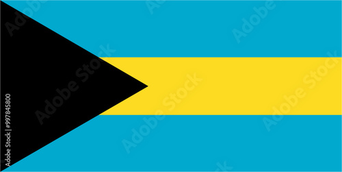 Bahamas official flag vector with standard size and proportion. National flag emblem with accurate size and colors.
