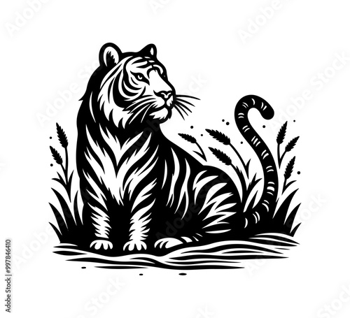 bengal tiger hand drawn vector vintage