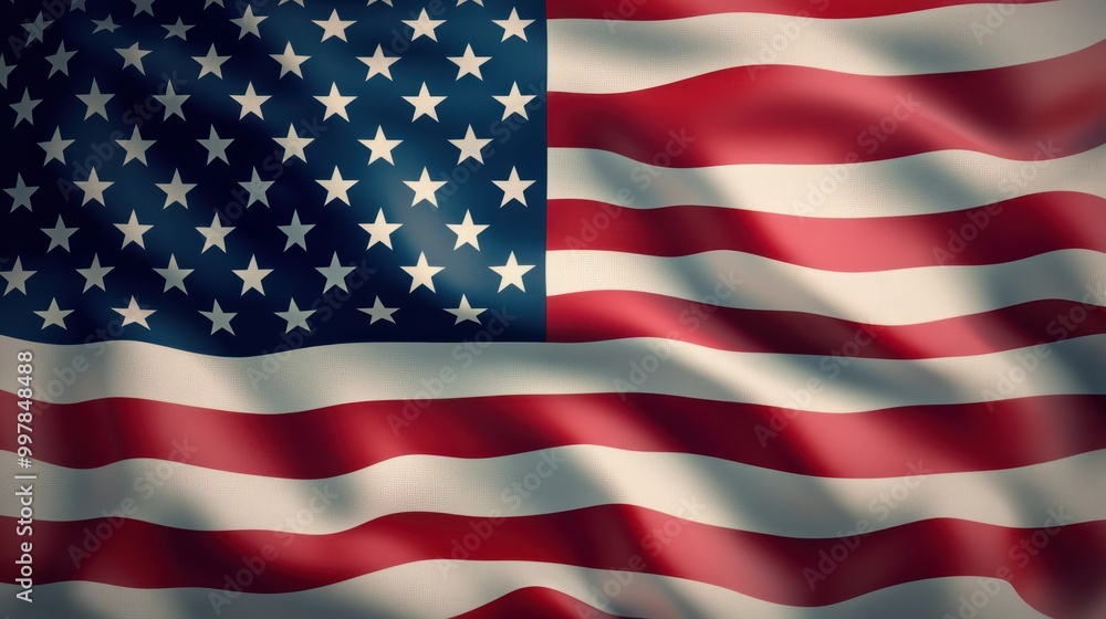 Fototapeta premium American Flag Waving in the Wind, Generative Ai