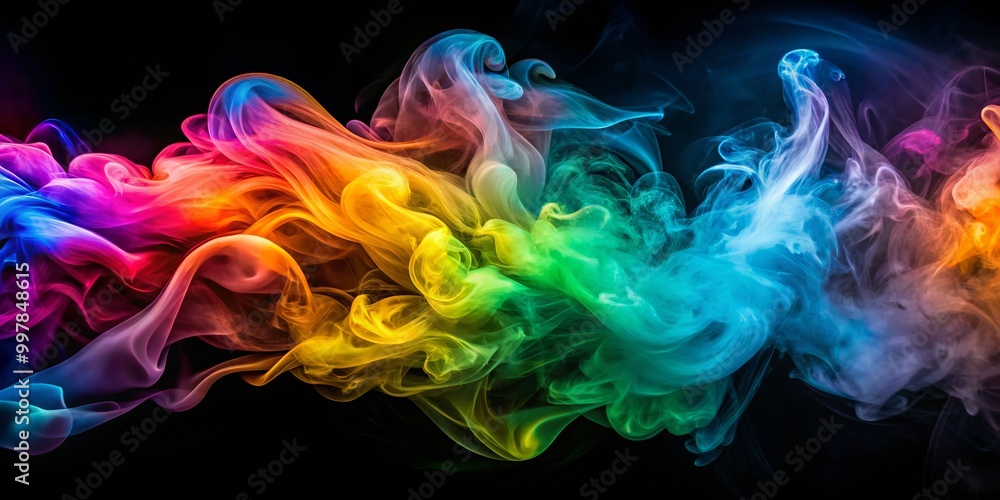 Enchanting smoke illusions dance with vibrant swirls and intricate patterns against a dark backdrop, creating a Enchanting smoke illusions dance with vibrant swirls and intricate patterns against a dark backdrop, creating a