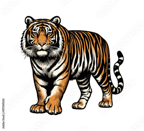 bengal tiger hand drawn vector vintage