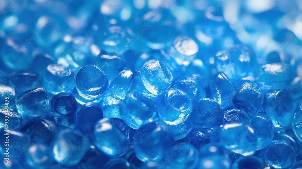 Blue translucent Plastic pellets Background Close-up Plastic granules Polymer plastic beads resin polymer Blue translucent Plastic pellets Background Close-up Plastic granules Polymer plastic beads resin polymer