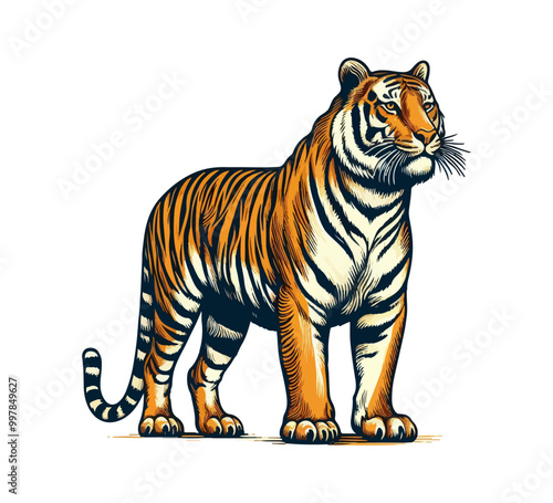 bengal tiger hand drawn vector vintage