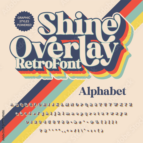 3D Effect Shine Overlay Retro Vintage Display bold Font alphabet.eps