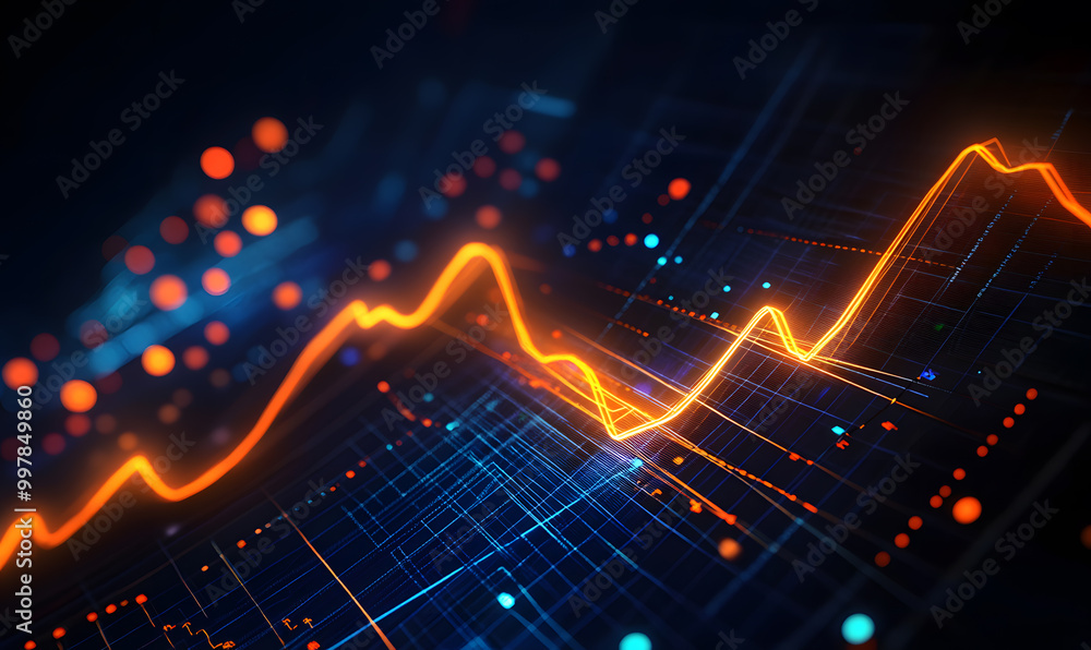 Futuristic Stock Market Chart with Glowing Data or Dynamic Financial Timeline for graphic background Futuristic Stock Market Chart with Glowing Data or Dynamic Financial Timeline for graphic background