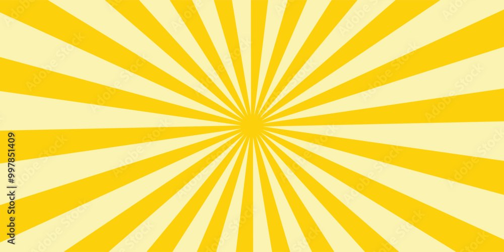 Fototapeta premium Yellow abstract background with light of sunburst. yellow starburst with halftone. sun ray