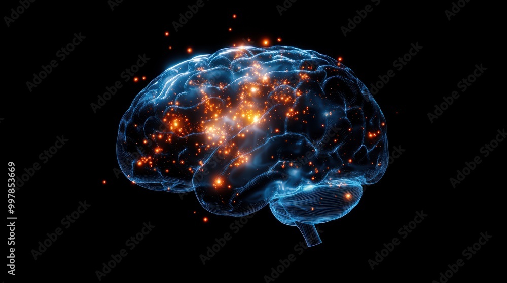 Human brain with light, self care and mental health concept, positive thinking, creative mind, development and intelligence. Human brain with light, self care and mental health concept, positive thinking, creative mind, development and intelligence.
