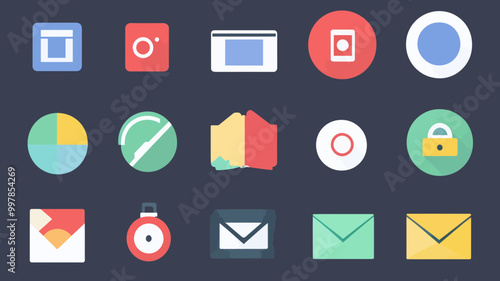 Lushicons Flat Web UI Icons Set - User Interface Elements for Web Design and Mobile Apps, Modern and Minimalistic Vector Icons Collection in High Definition