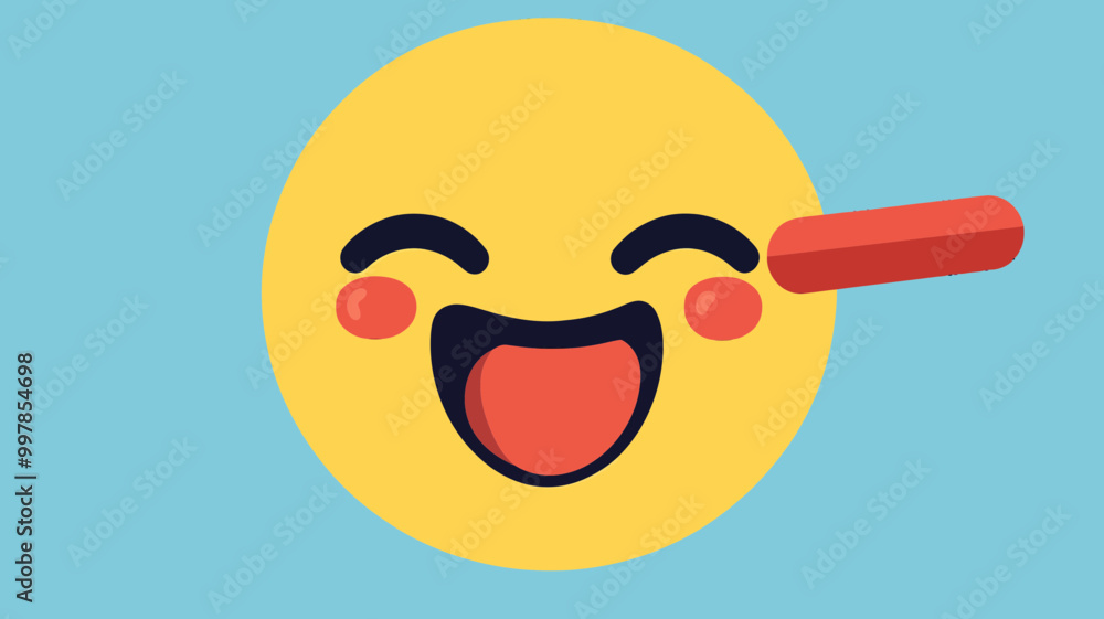 Happy Face Savouring Delicious Food - Flat Style Emoji Design Representing Joyful Eating Experience Happy Face Savouring Delicious Food - Flat Style Emoji Design Representing Joyful Eating Experience