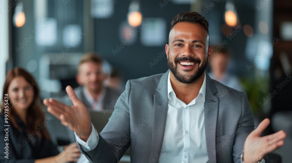 Fototapeta premium Confident Executive Smiling in Modern Business Setting