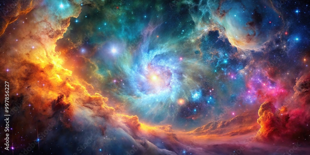 Fototapeta premium Extreme close-up nebula with starry sky