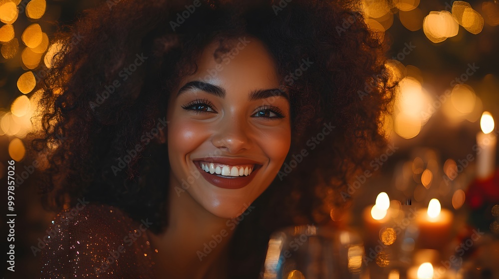 Colleagues laughing and sharing stories at a holiday gathering in the office, warm lighting and Christmas decor