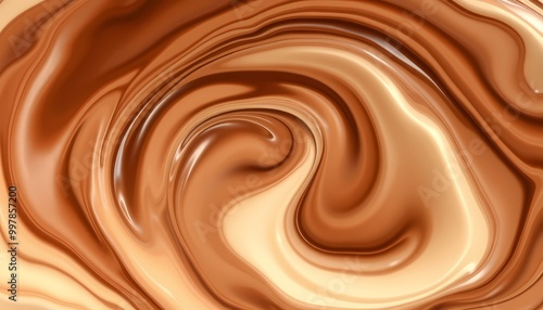 Silky Chocolate and Vanilla Swirl with Soft Reflections, Dreamy High-Resolution Digital Art