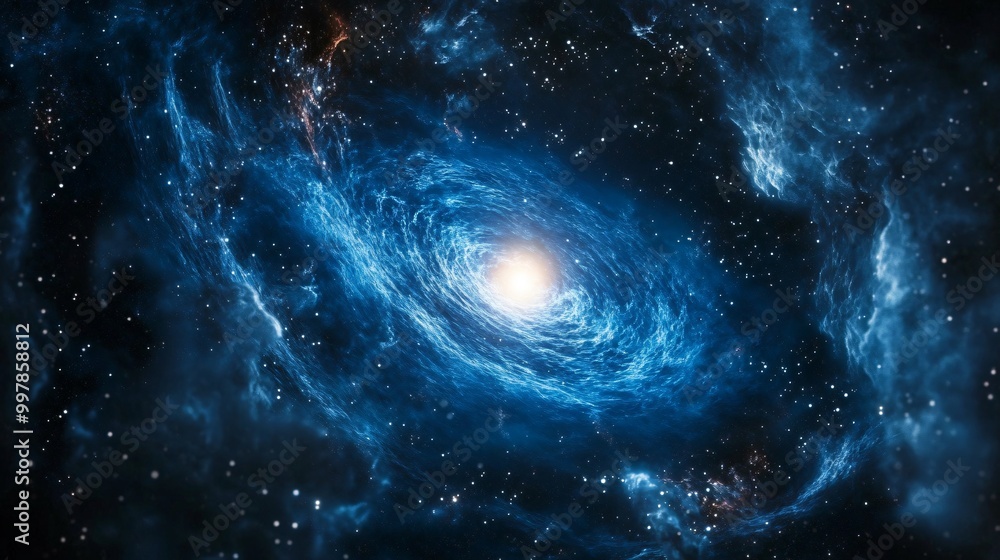 A swirling nebula with a bright star in the center, surrounded by a sea of stars. A swirling nebula with a bright star in the center, surrounded by a sea of stars.