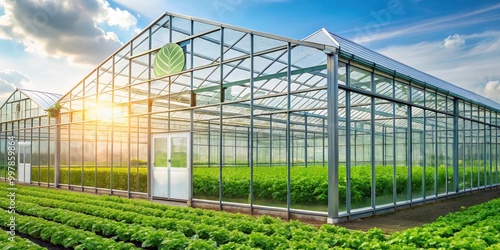 Extreme close-up of an enabled greenhouse advancing sustainable agriculture