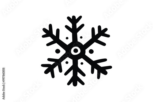 Black round frozen snowflake icon, freeze temperature flat design vector pictogram, infographic vector for app ads logotype web website button ui ux interface elements isolated on white background