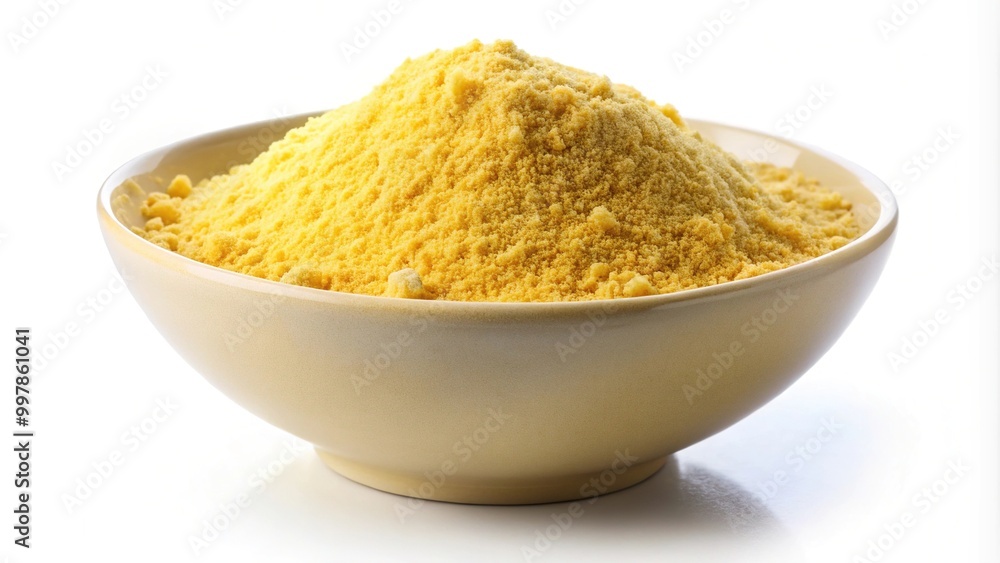 Extreme closeup of canola seeds in a bowl with canola milling meal powder on white background Extreme closeup of canola seeds in a bowl with canola milling meal powder on white background