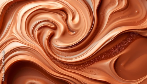 Chocolate and Cream Fluid Swirl with Seamless Color Transitions, Realistic Digital Rendering