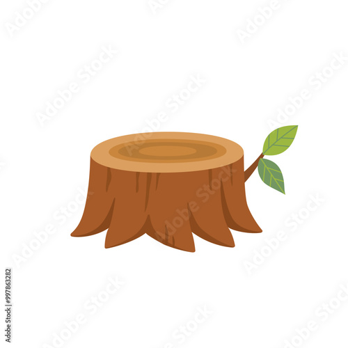 Tree stump isolated on white background.