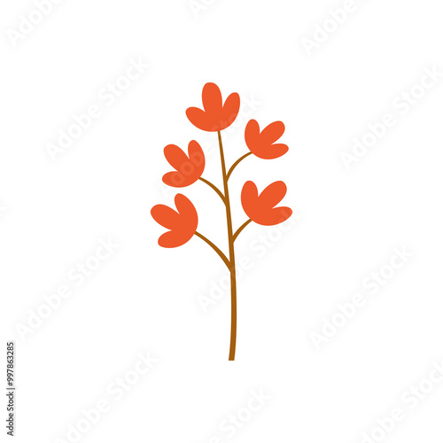 Autumn cute branch isolated on white background.