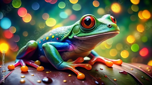 Vibrant frog clip art perfect for children's literature, educational resources, and nature themes, adding a whimsical photo