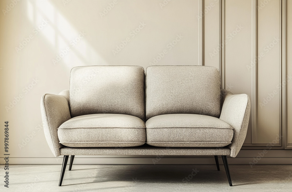 Fototapeta premium sofa features fabric upholstery and black legs