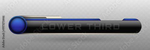 Lower Third Banner in Metallic Black, Silver and Navy Blue Color Theme for Video Screen Broadcast Presentation Titles