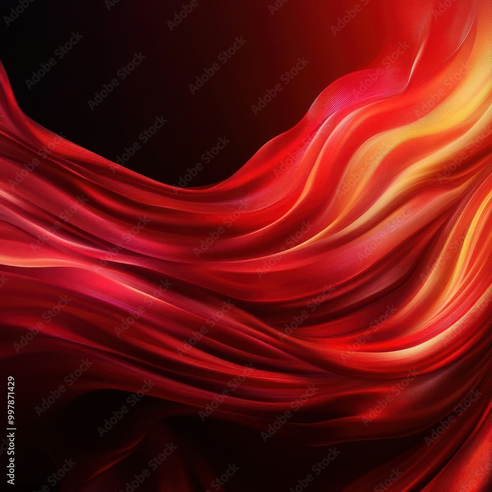 Dynamic red and orange flowing waves on a dark background. Dynamic red and orange flowing waves on a dark background.