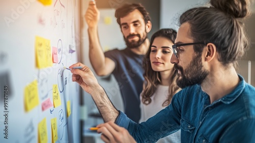 Teamwork and Collaboration: A Business Meeting on a Whiteboard