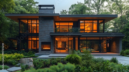 Modern home design with large windows, clean lines, and smart technology integration