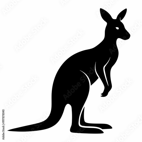 kangaroo silhouette vector illustration on a white background