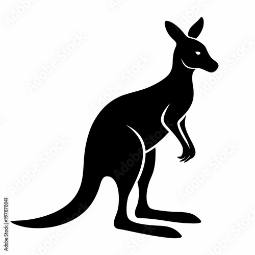 kangaroo silhouette vector illustration on a white background