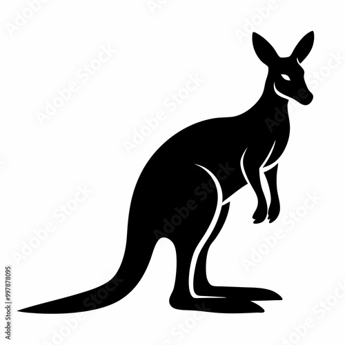 kangaroo silhouette vector illustration on a white background