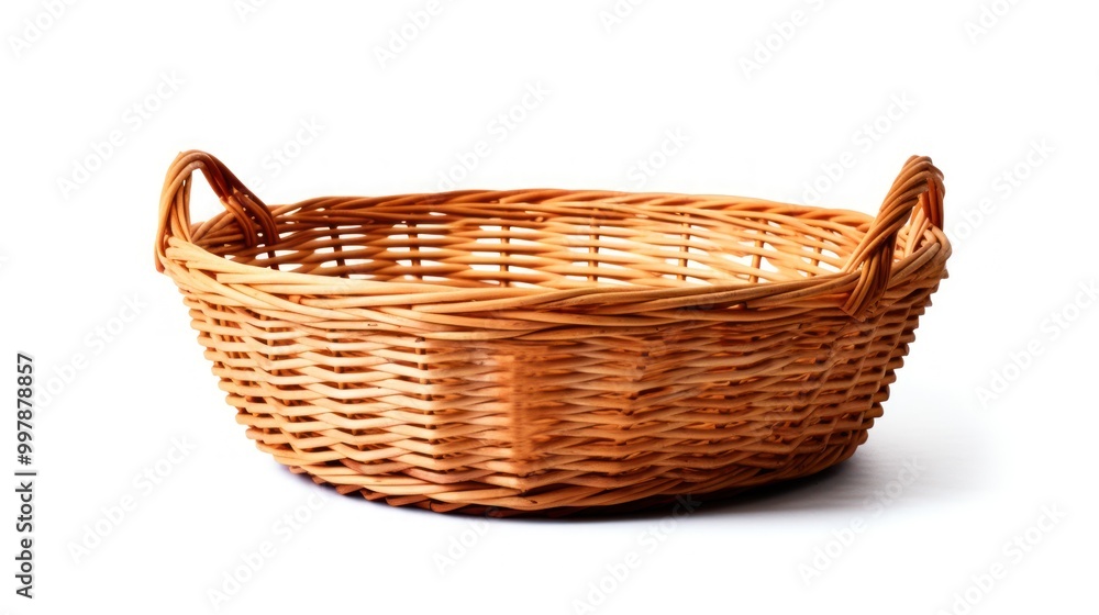 Wicker Basket With Handles Isolated On White Background Wicker Basket With Handles Isolated On White Background