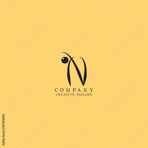 N Logo Vector Graphic Branding Letter Element with isolated background Orange